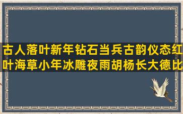 古人落叶新年钻石当兵古韵仪态红叶海草小年冰雕夜雨胡杨长大德比唯美语录 书单